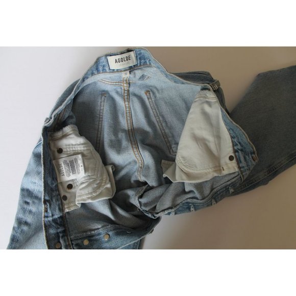 AGOLDE Fen Cropped Straight-Leg Frayed Jeans Size 27 - Picture 9 of 10